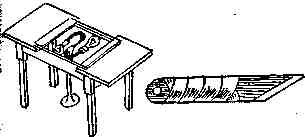 Рабочий столик с крышкой А и резак для бумаги Б, сделанный из ножовочного полотна