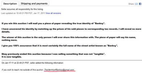 Описание лота 'The Identity of Banksy'