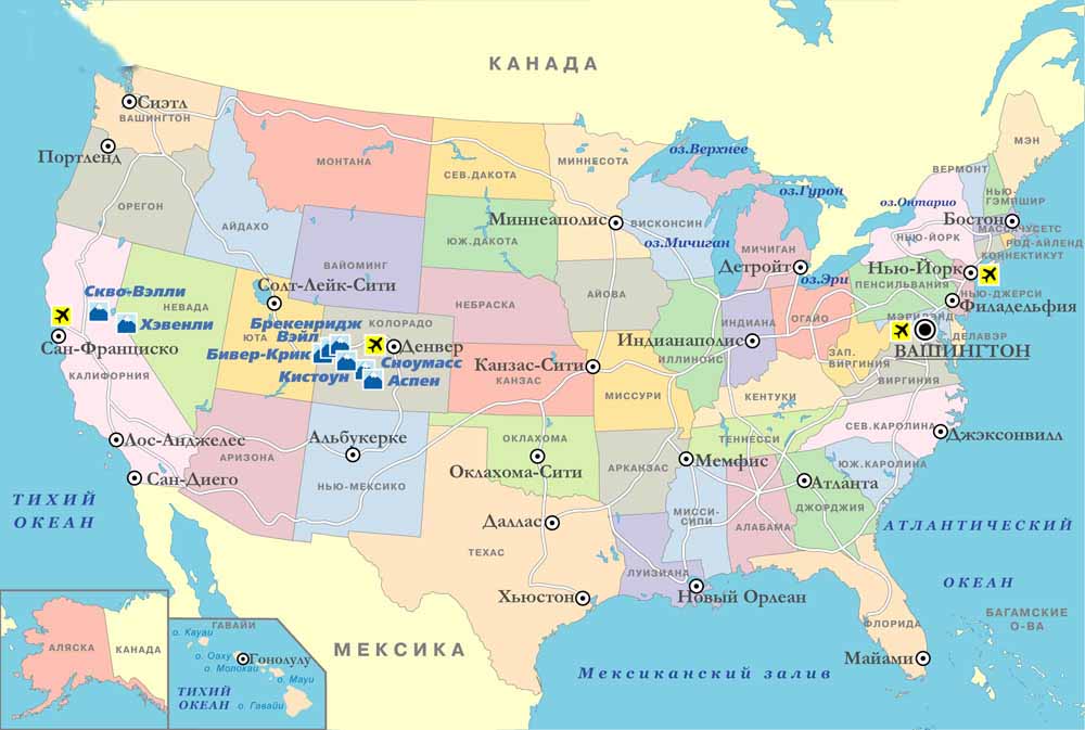Подробная карта США